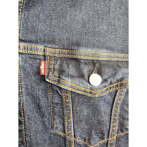 Levi’s Jean Jacket Trucker Men XXL Blue Dark Wash Cotton Stretch - Picture 6 of 8